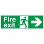 Fire exit arrow right sign with running man symbol and directional arrow
