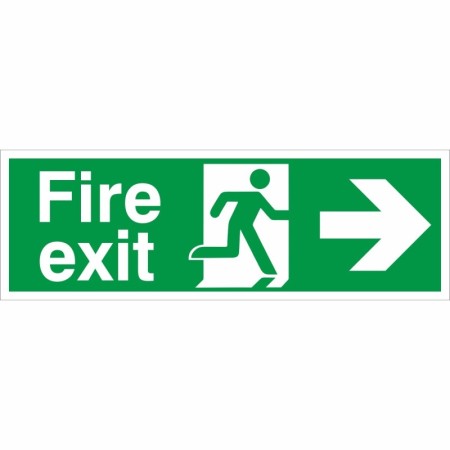 Fire Exit Arrow Right Sign with right-pointing arrow and running person symbol