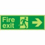 Glow in the Dark Fire exit arrow right sign with running man symbol and directional arrow