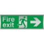  Brushed aluminium fire exit arrow right emergency escape route sign