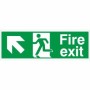 Fire Exit Arrow Up Left Sign with upper-left arrow and running person symbol