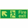 Glow in the Dark Fire Exit Arrow Up Left Safety Sign with running man symbol