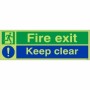 Glow in the Dark Fire Exit Keep Clear Sign BS 5499 Compliant