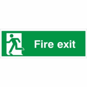 Fire Exit Running Man Left Sign with green and white running man safety symbol