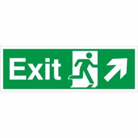 Exit Arrow Up Right Sign with upper-right arrow and running person symbol