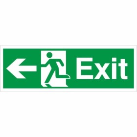 Exit Arrow Left Sign with left-pointing arrow and running person symbol