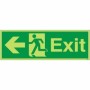 Glow in the Dark Exit arrow left emergency exit sign BS 5499 compliant