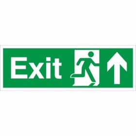 Exit Arrow Up Sign with upward-pointing arrow and running person symbol