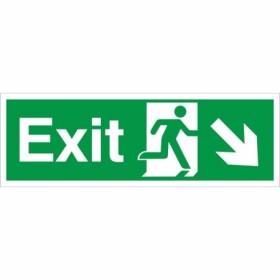 Exit Arrow Down Right Sign with lower-right arrow and running person symbol