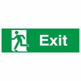 Exit Man Running Left Sign with green and white running man emergency exit symbol