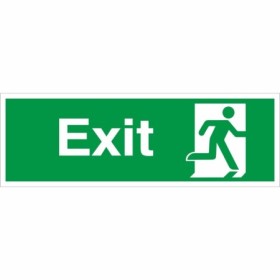Exit Man Running Right Sign with green and white running man emergency exit symbol