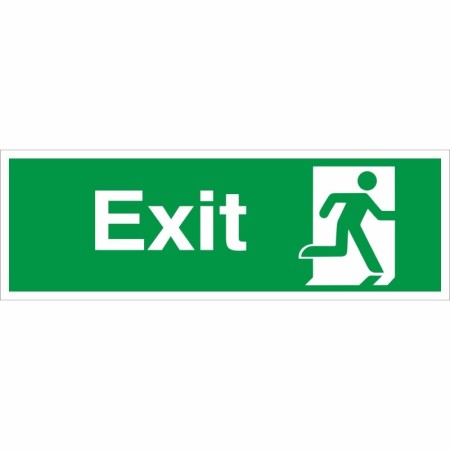 Exit Man Running Right Sign with green and white running man emergency exit symbol