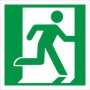 Fire Exit Man Running Right Sign with green and white running man symbol