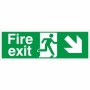 Fire Exit Down Right Sign with lower-right arrow and running person symbol