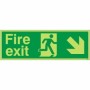 Glow in the Dark Fire Exit Down Right emergency escape route safety sign