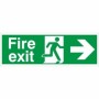 Extra large fire exit arrow right sign with running man symbol
