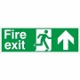 Extra large fire exit arrow up sign with running man symbol