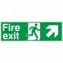 Fire Exit Arrow Up Right Sign with upper-right arrow and running person symbol