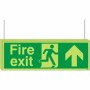 Glow in the Dark Fire exit up arrow double sided hanging sign