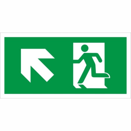 Fire Exit Symbol Only With Arrow Up Left Sign with running person and upper-left arrow