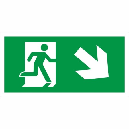 Fire Exit Symbol Only With Arrow Down Right Sign with running person and down right arrow