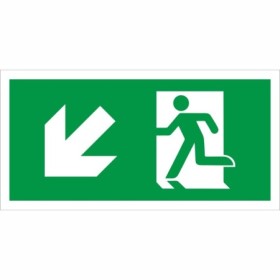 Fire Exit Symbol Only With Arrow Down Left Sign with running person and down left arrow