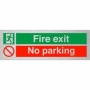 Brushed aluminum Fire Exit No Parking safety sign