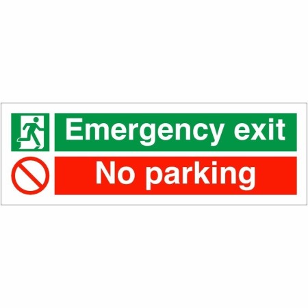 Emergency Exit No Parking Sign with emergency exit and no parking symbols