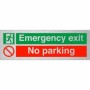 Brushed aluminum Emergency exit no parking safety sign