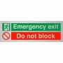 Brushed aluminum Emergency exit do not block safety sign