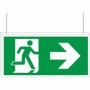 Double sided fire exit right sign with running man and right arrow