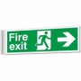 Fire exit arrow right corridor sign with running man emergency exit symbol