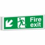 Fire exit arrow down left corridor safety sign with running man symbol