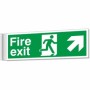 Fire exit arrow up right corridor safety sign with running man symbol
