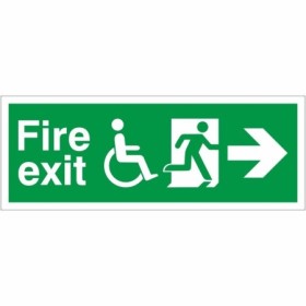 Refuge Fire Exit Right Sign with wheelchair symbol and right-pointing arrow