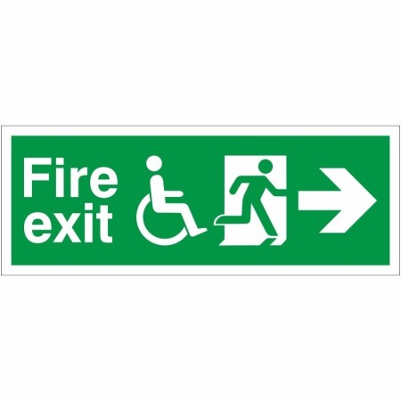 Refuge Fire Exit Right Sign with wheelchair symbol and right-pointing arrow