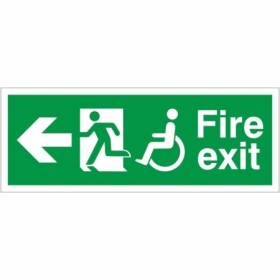 Refuge Fire Exit Left Sign with wheelchair symbol and left-pointing arrow