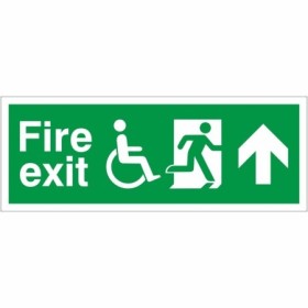 Refuge Fire Exit Up Sign with wheelchair symbol and upward-pointing arrow