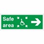 Safe Area Right Refuge Sign with wheelchair symbol and right-pointing arrow