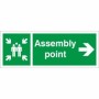 Assembly Point Arrow Right Sign with green and white directional arrow and assembly point symbol