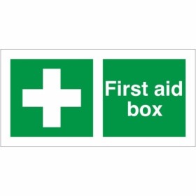 Green and white First Aid Box Sign with first aid cross