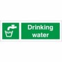 Drinking Water First Aid safety sign with tap and water symbol on green background