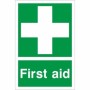 Green and white First Aid Sign with first aid cross