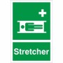 Green and white Stretcher First Aid Sign with stretcher symbol
