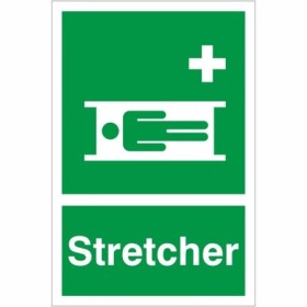Green and white Stretcher First Aid Sign with stretcher symbol