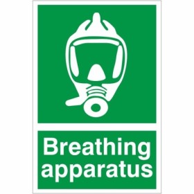 Green and white Breathing Apparatus First Aid Sign with breathing apparatus symbol