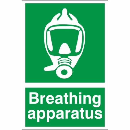Green and white Breathing Apparatus First Aid Sign with breathing apparatus symbol