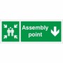 Assembly Point Down emergency evacuation sign with downward arrow