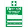 In The Event Of An Accident First Aid Sign with emergency information spaces