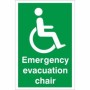 Emergency Evacuation Chair First Aid safety sign with wheelchair evacuation symbol on green background